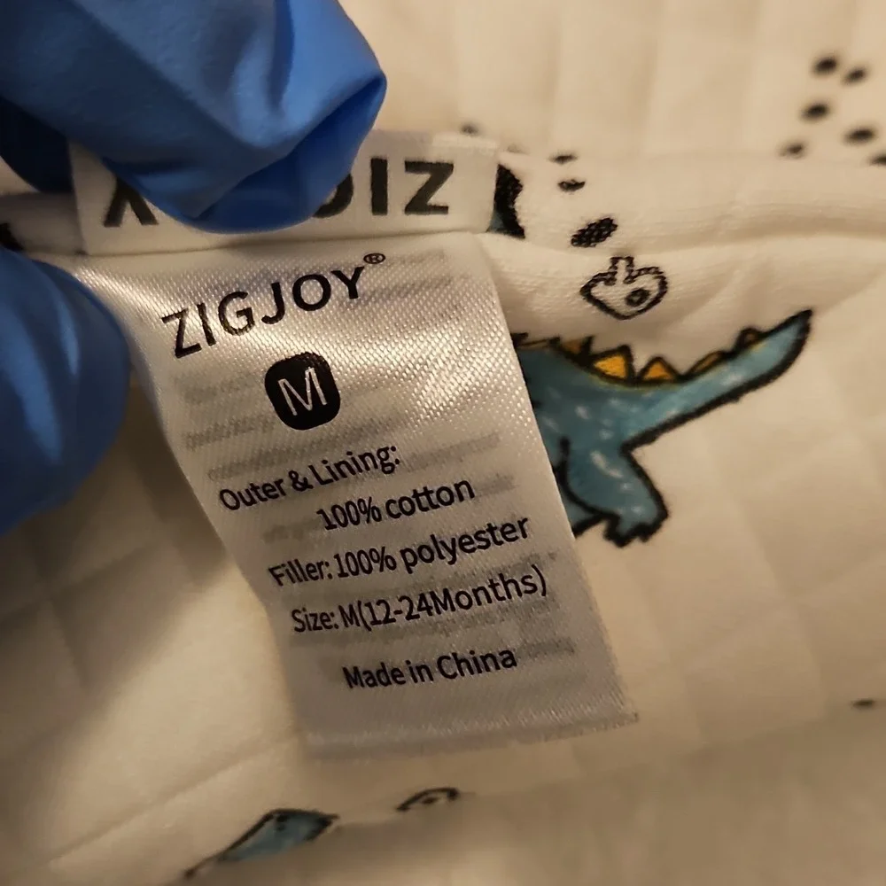 ZIGJOY Dinosaur Baby‎ Sleeping Suit 12-24 Months White Blue Cotton Unisex